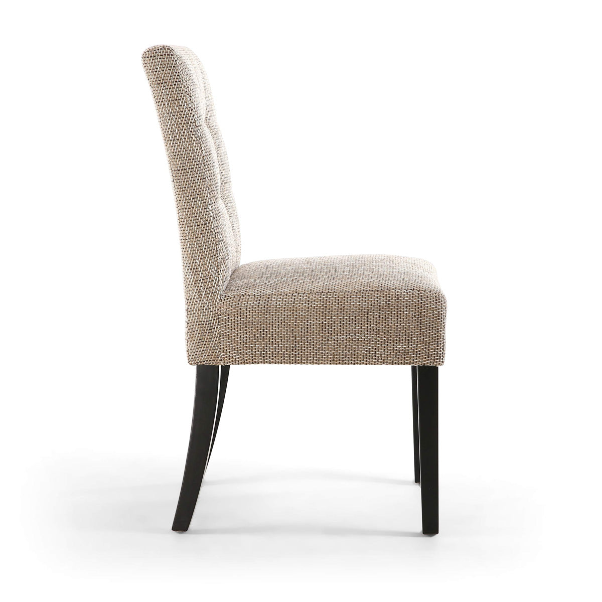 Waffle Tweed Fabric Dining Chairs in Set Of 2 With Black Legs - Moseley