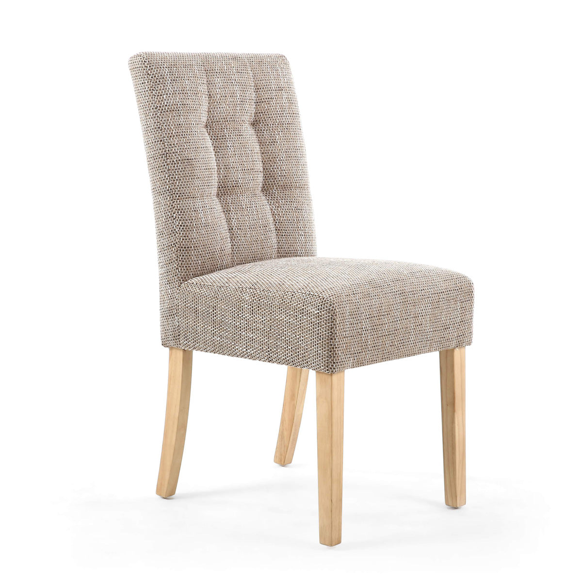 Waffle Tweed Fabric Dining Chairs in Set Of 2 With Natural Legs - Moseley
