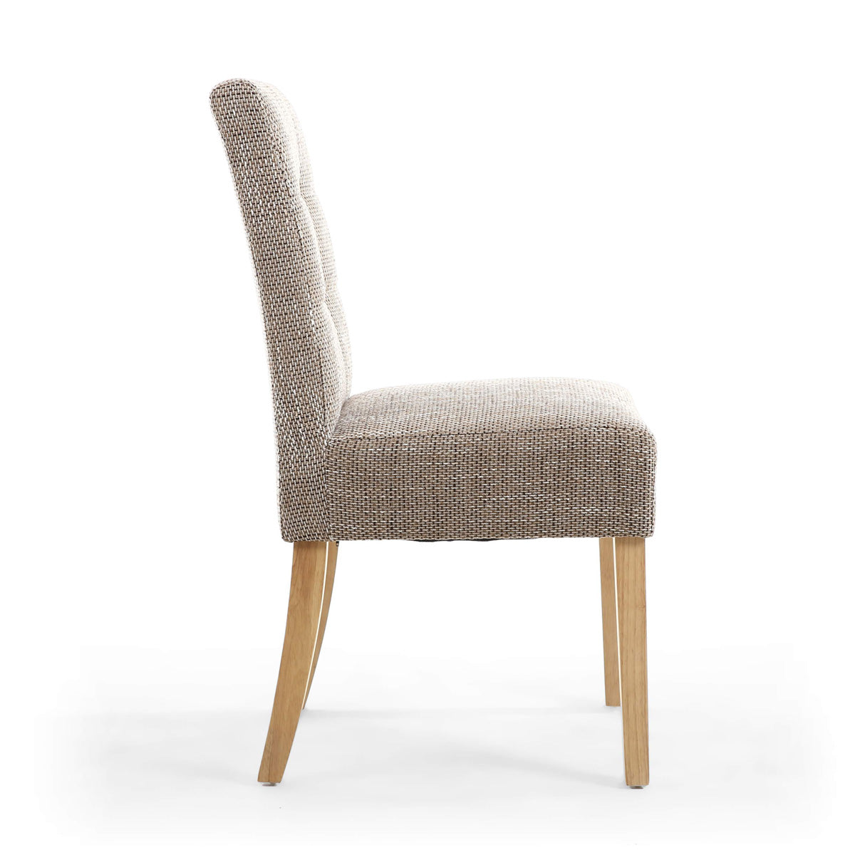 Waffle Tweed Fabric Dining Chairs in Set Of 2 With Natural Legs - Moseley