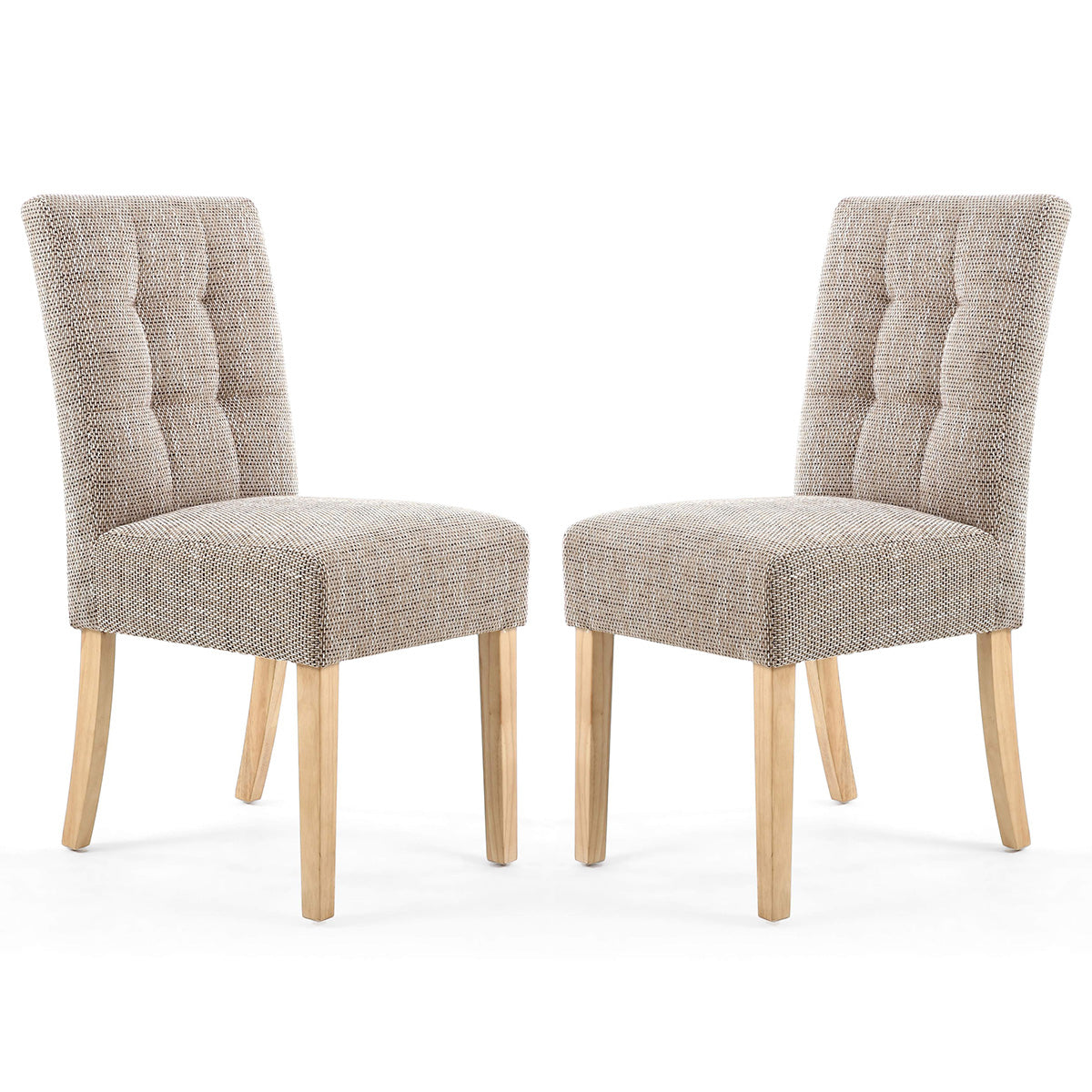 Waffle Tweed Fabric Dining Chairs in Set Of 2 With Natural Legs - Moseley