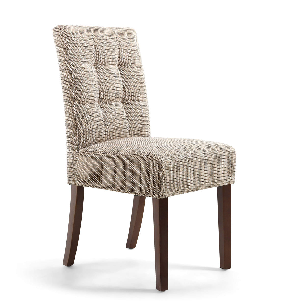 Waffle Tweed Fabric Dining Chairs in Set Of 2 With Walnut Legs - Moseley