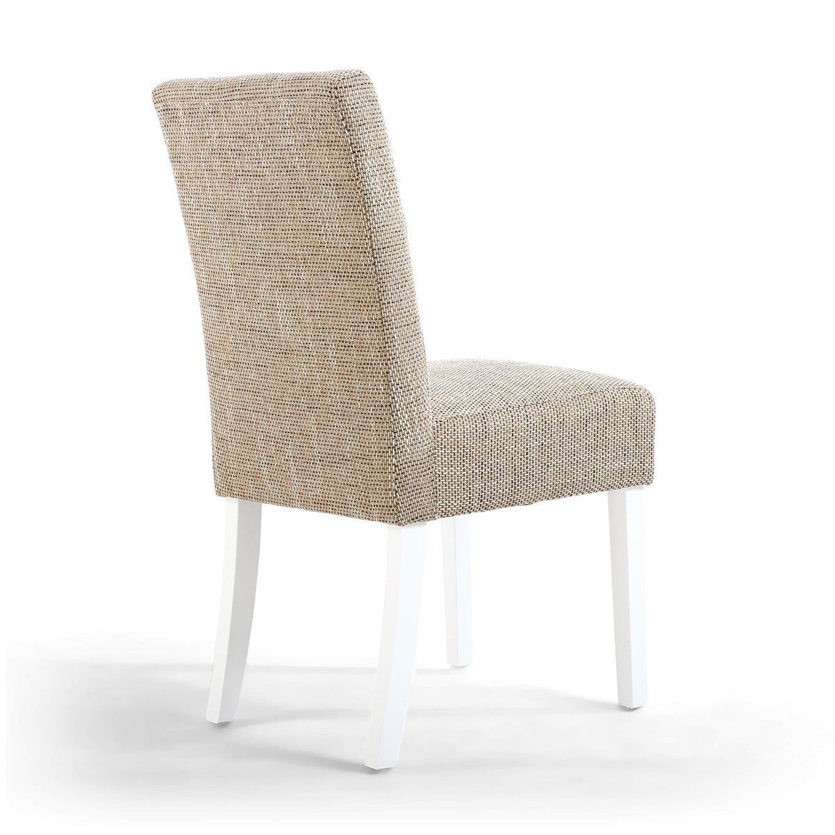 Waffle Tweed Fabric Dining Chairs in Set Of 2 With White Legs - Moseley