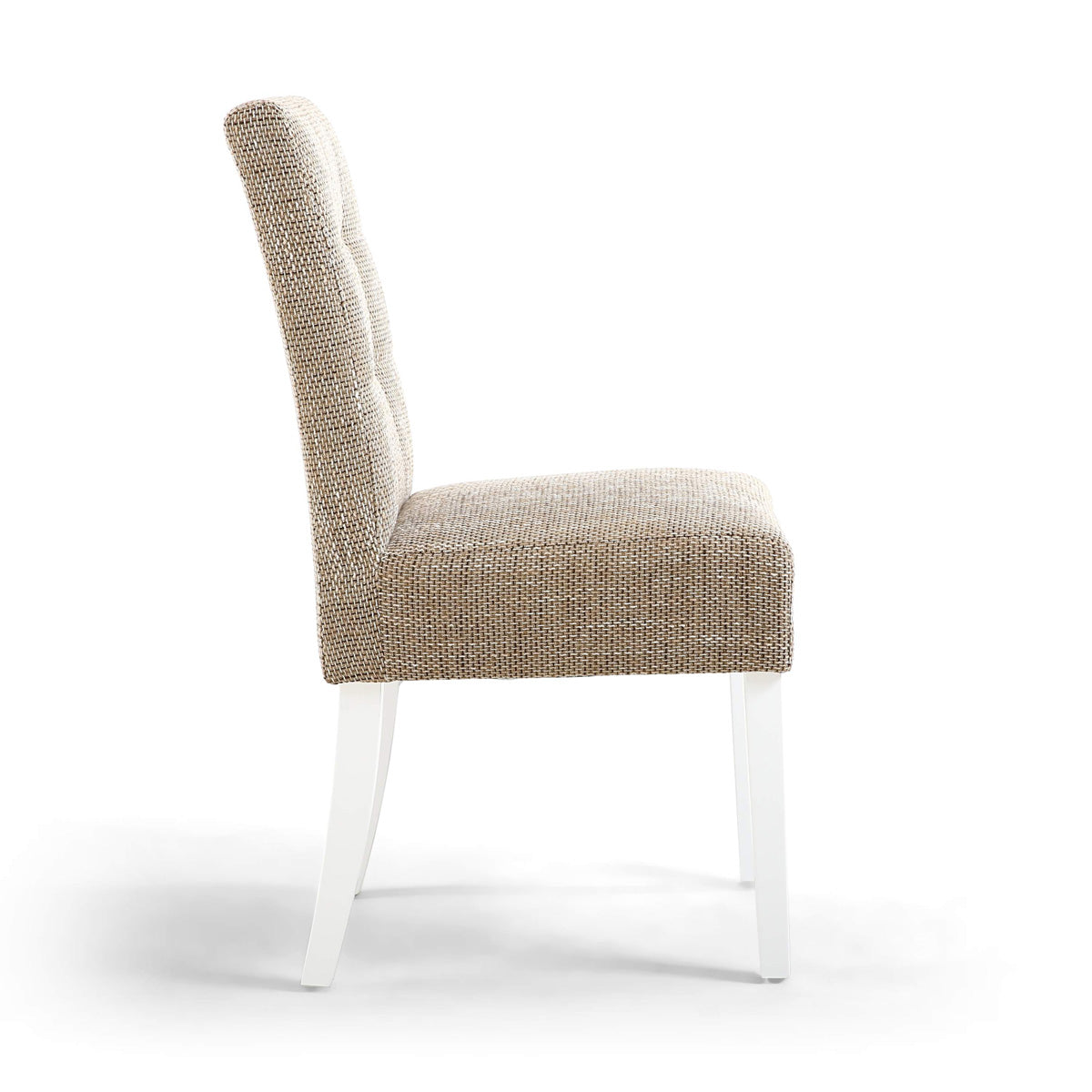 Waffle Tweed Fabric Dining Chairs in Set Of 2 With White Legs - Moseley