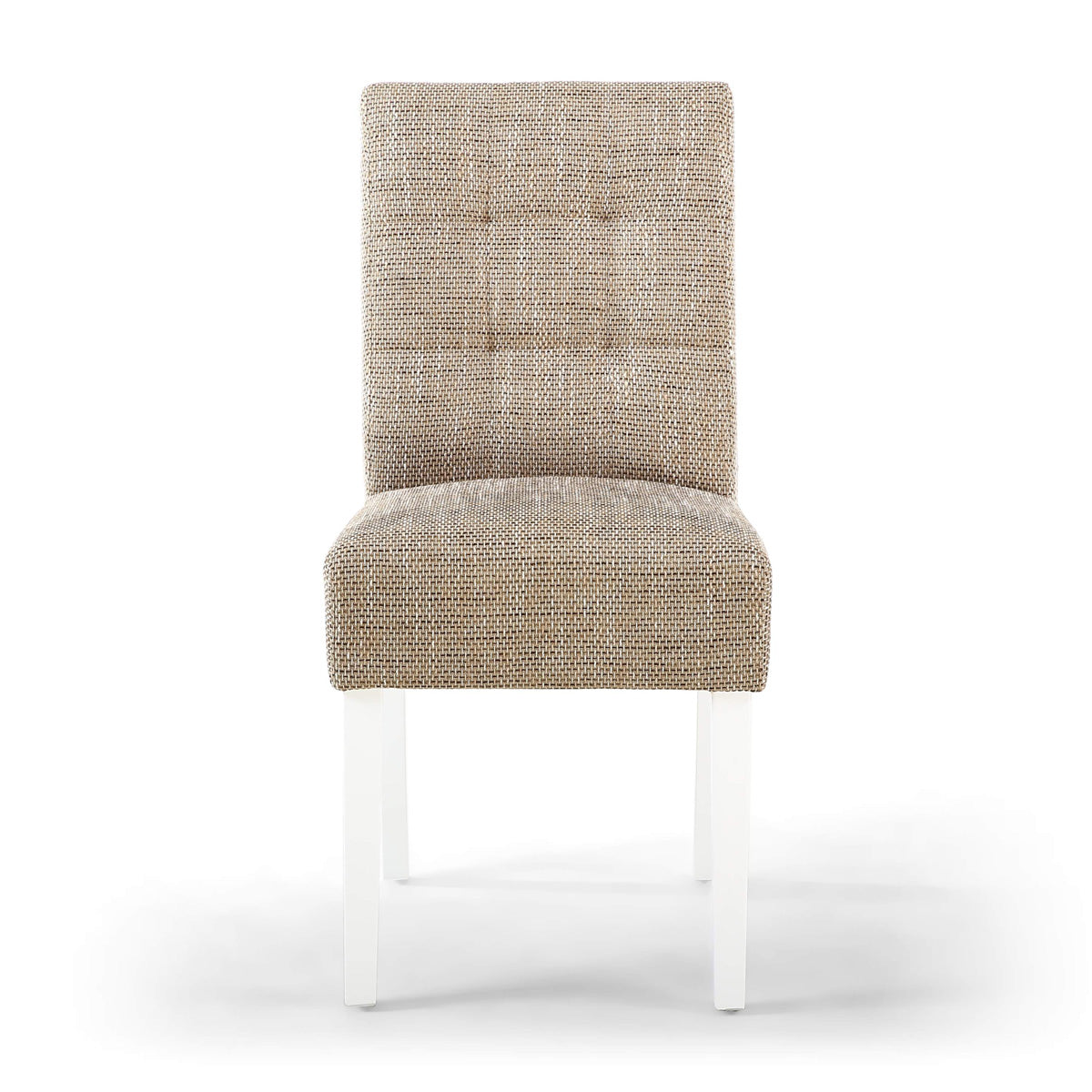 Waffle Tweed Fabric Dining Chairs in Set Of 2 With White Legs - Moseley