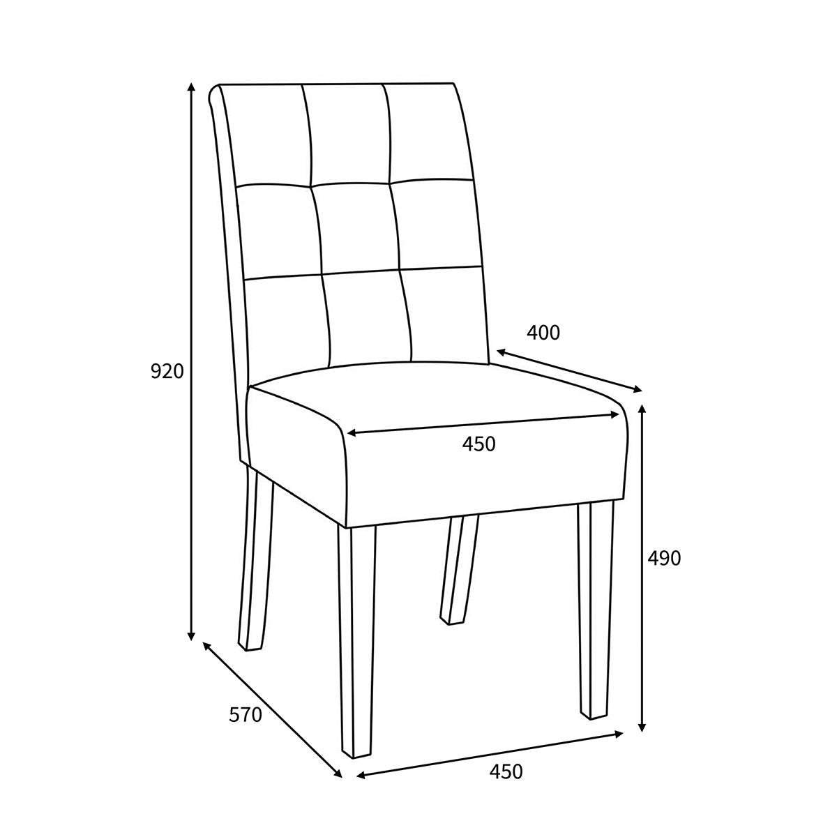 Waffle Tweed Fabric Dining Chairs in Set Of 2 With White Legs - Moseley