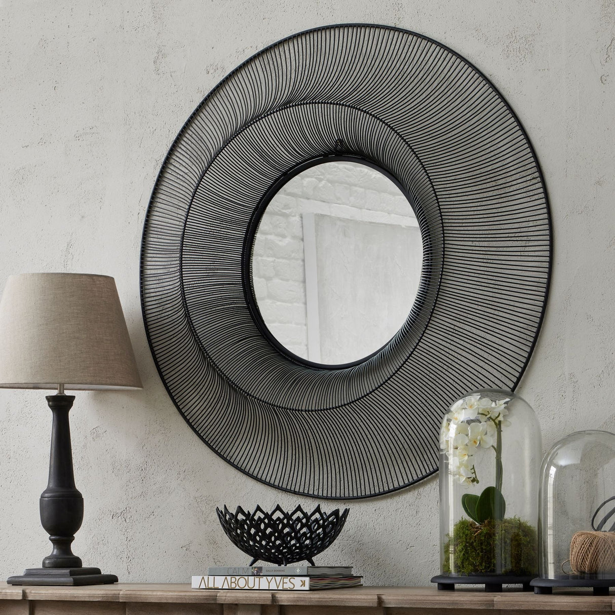 Wall Mirror Large In Black Wire Metal Frame - Chico