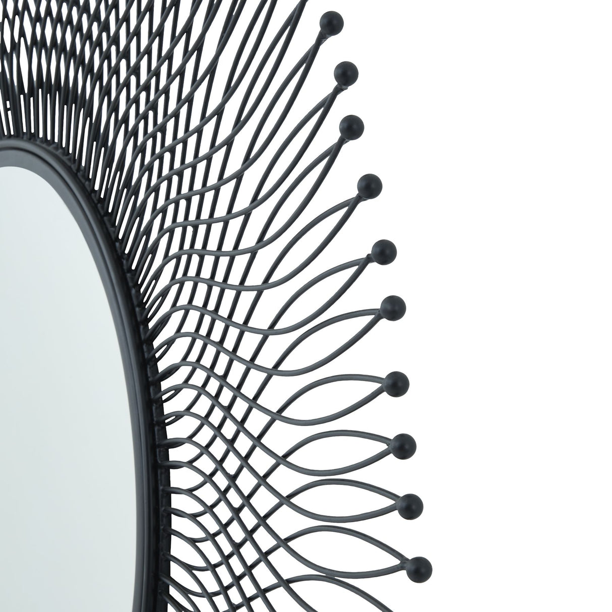 Wall Mirror Large And Round In Black Wire Metal Frame - Rio