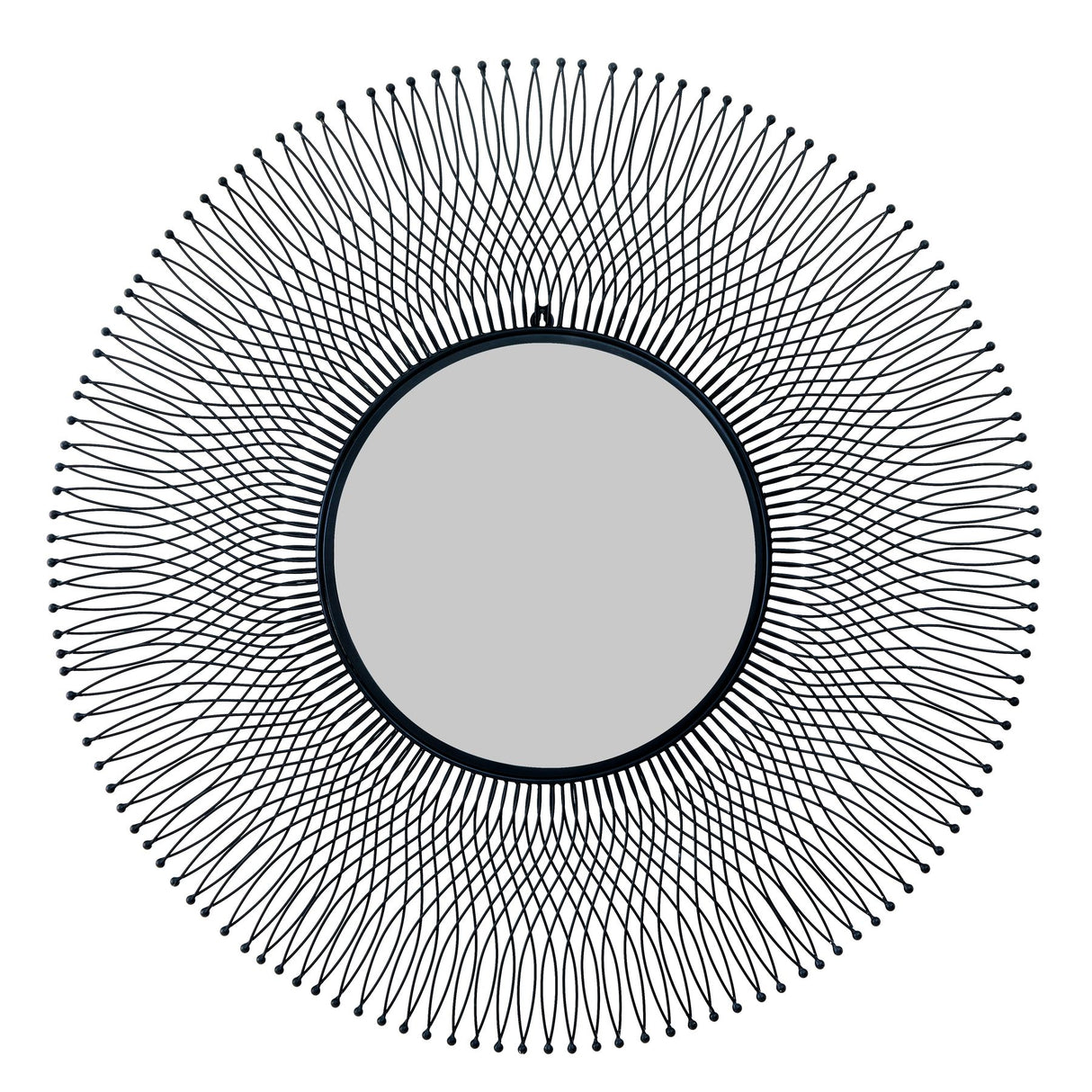 Wall Mirror Large And Round In Black Wire Metal Frame - Rio