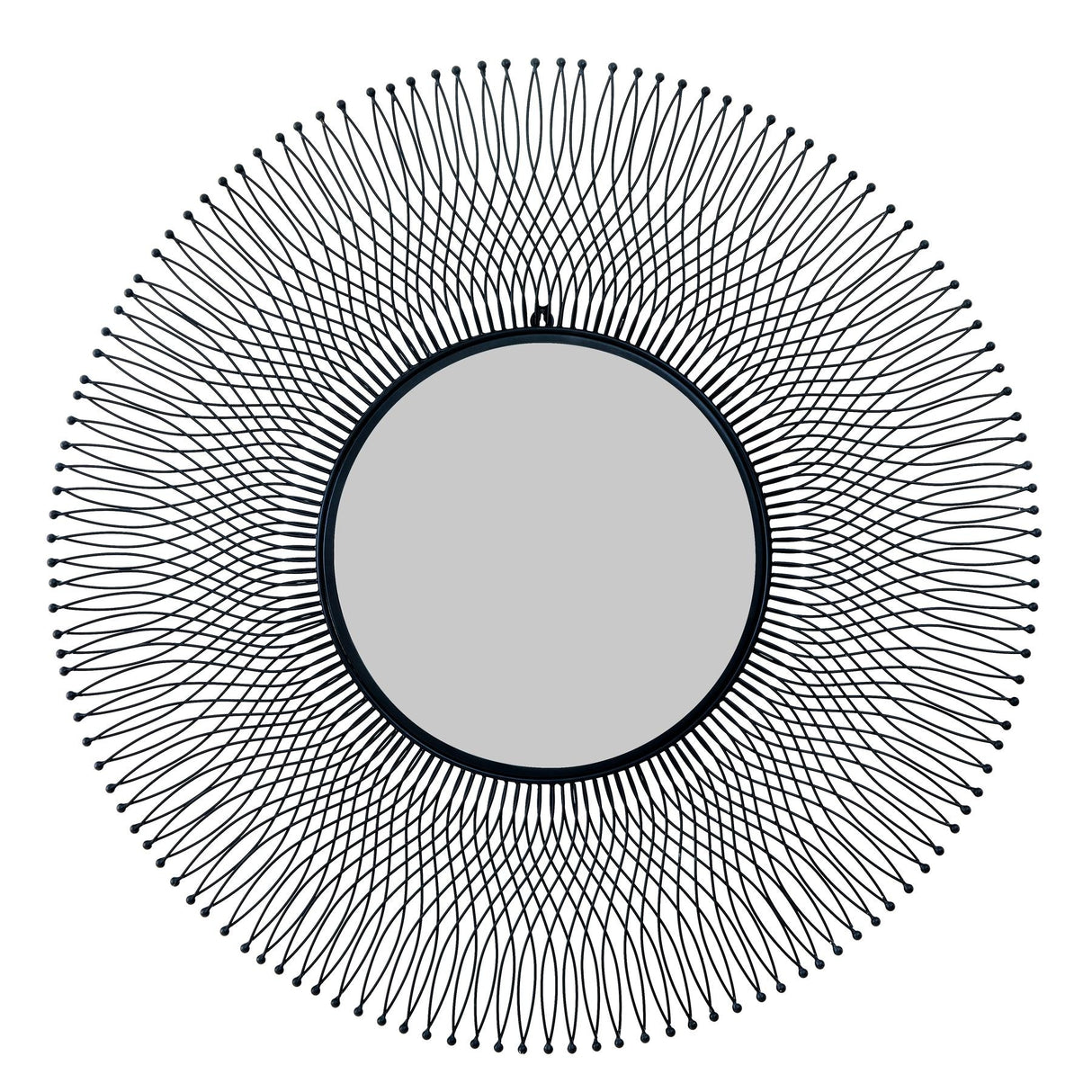 Wall Mirror Large And Round In Black Wire Metal Frame - Rio