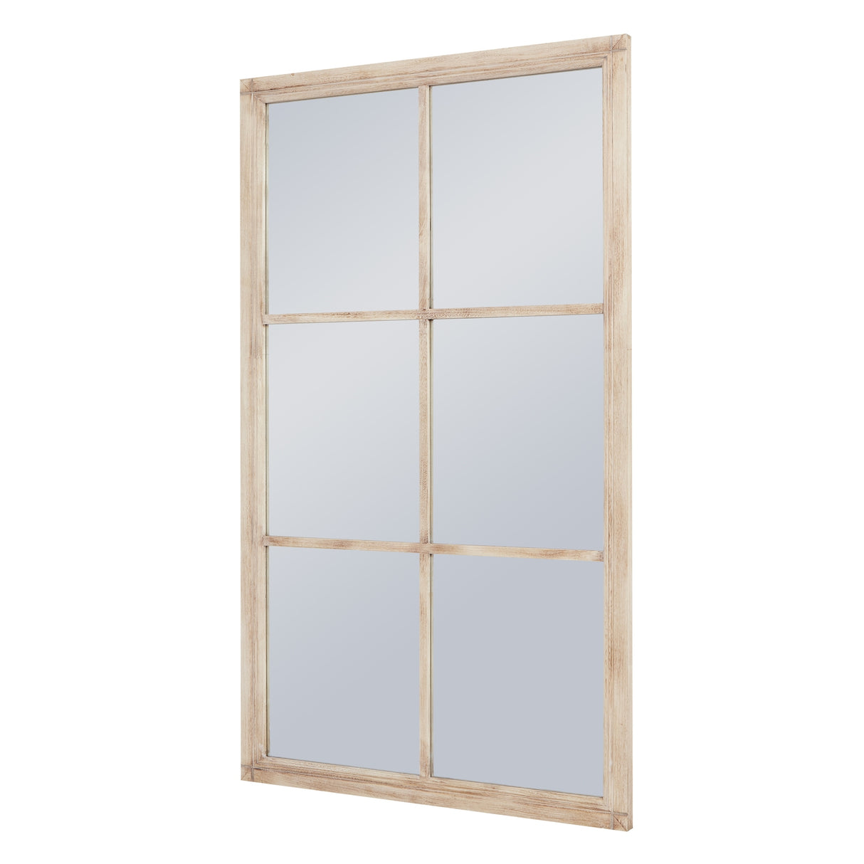 Wall Mirror Window Design Large In Natural Weather-Worn Frame - Bradford