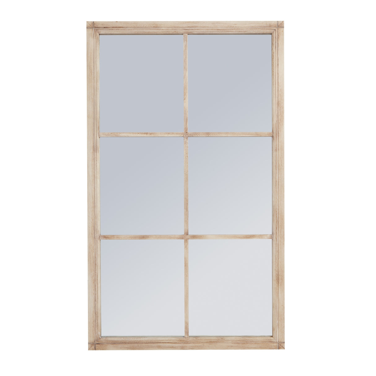 Wall Mirror Window Design Large In Natural Weather-Worn Frame - Bradford