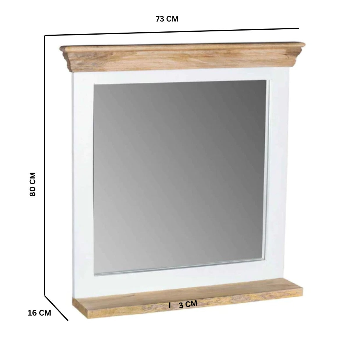 Wall Mirror With Solid Mango Wood Frame - Alfie