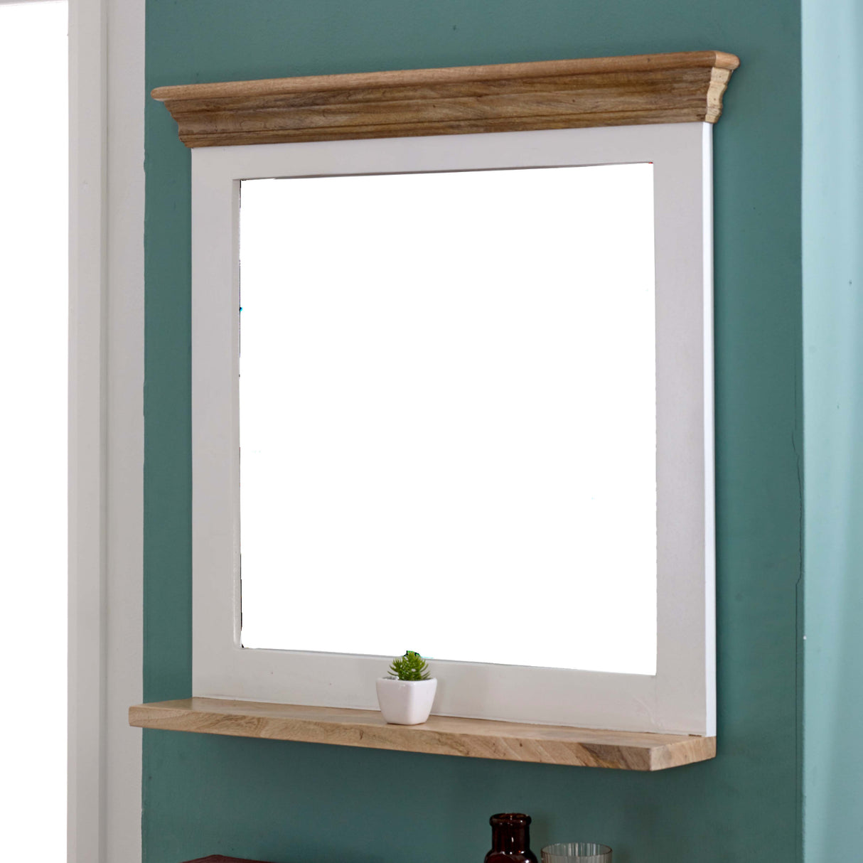 Wall Mirror With Solid Mango Wood Frame - Alfie