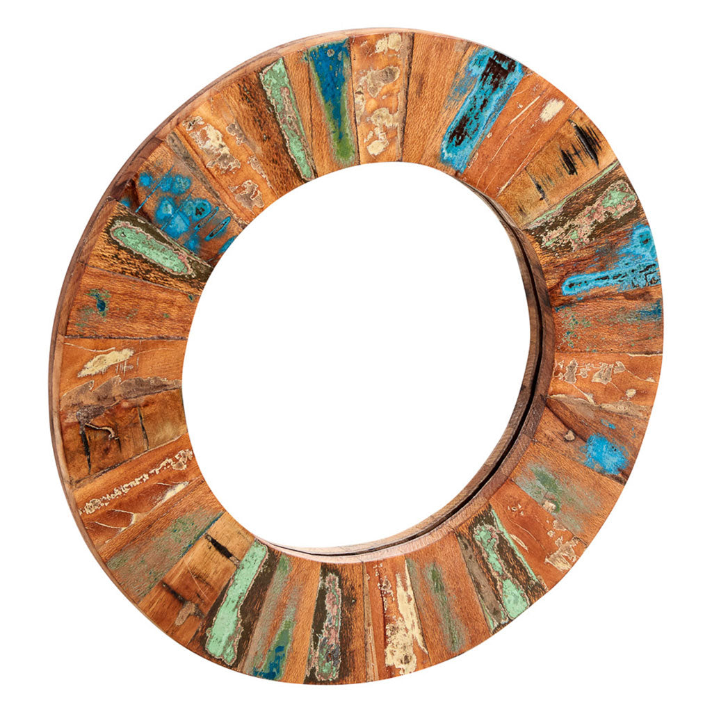 Wall Mirror With Solid Reclaimed Wood Frame - Coastal