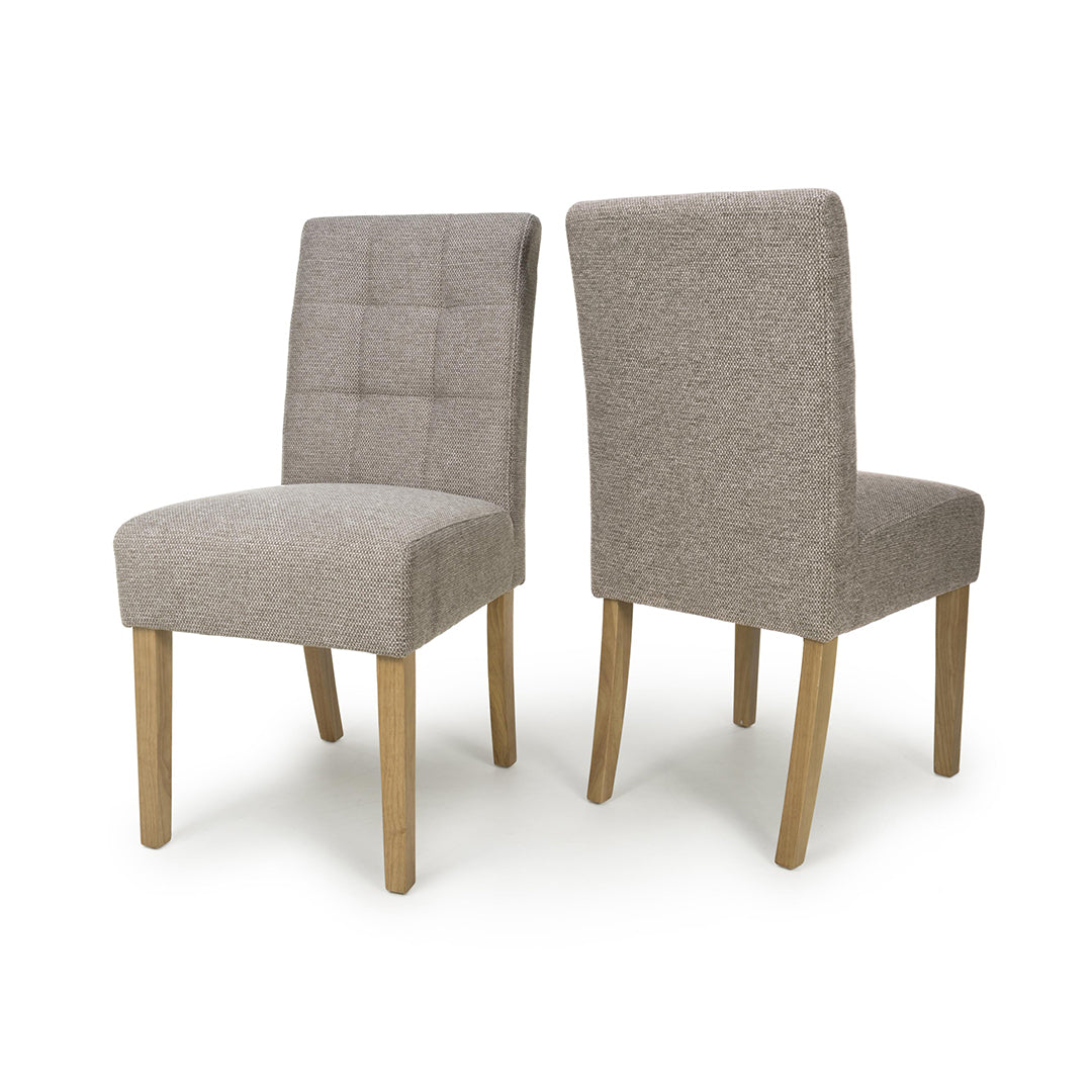 Weave Fabric Dining Chairs in Set Of 2 With Natural Legs - Moseley