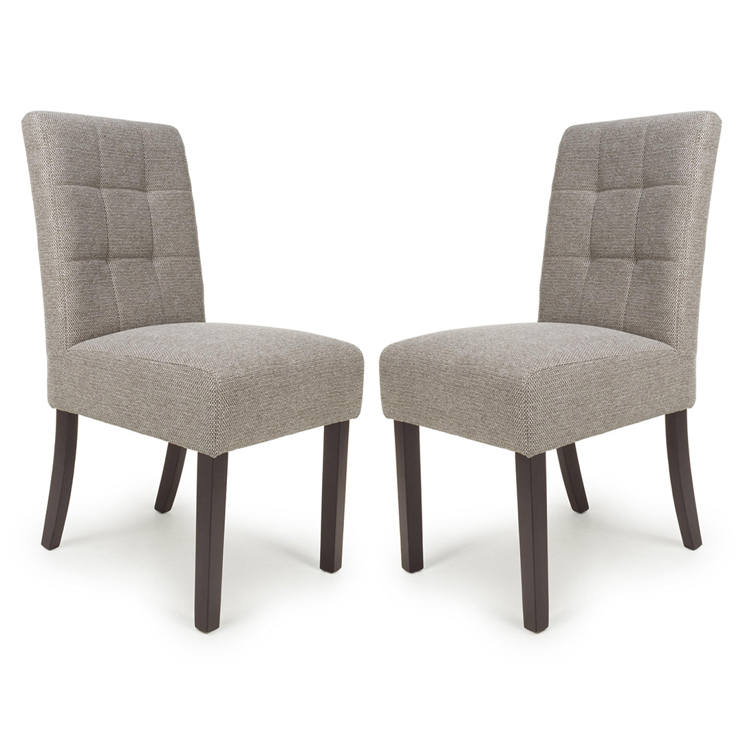 Weave Fabric Dining Chairs in Set Of 2 With Walnut Legs - Moseley