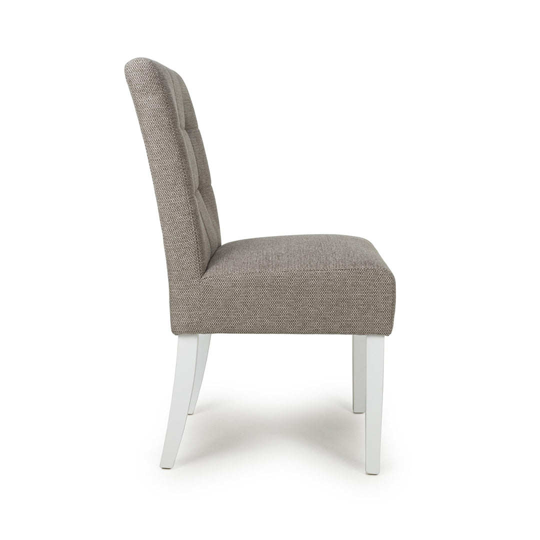 Weave Fabric Dining Chairs in Set Of 2 With White Legs - Moseley