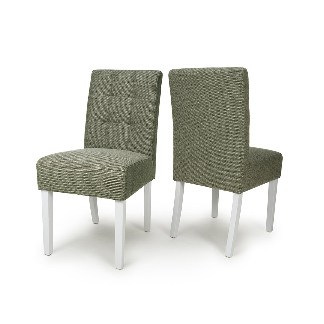 Weave Fabric Dining Chairs in Set Of 2 With White Legs - Moseley