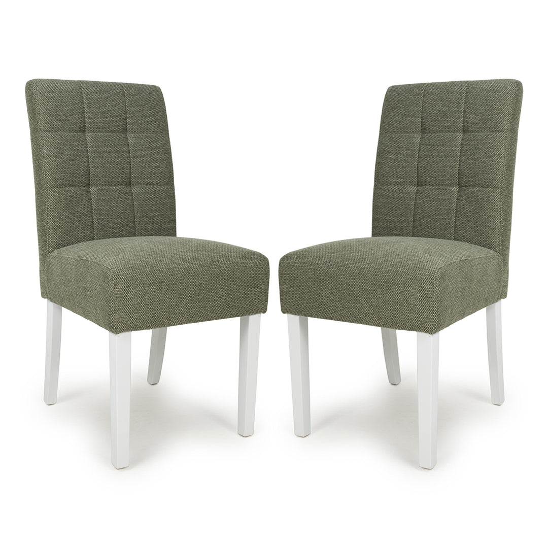 Weave Fabric Dining Chairs in Set Of 2 With White Legs - Moseley