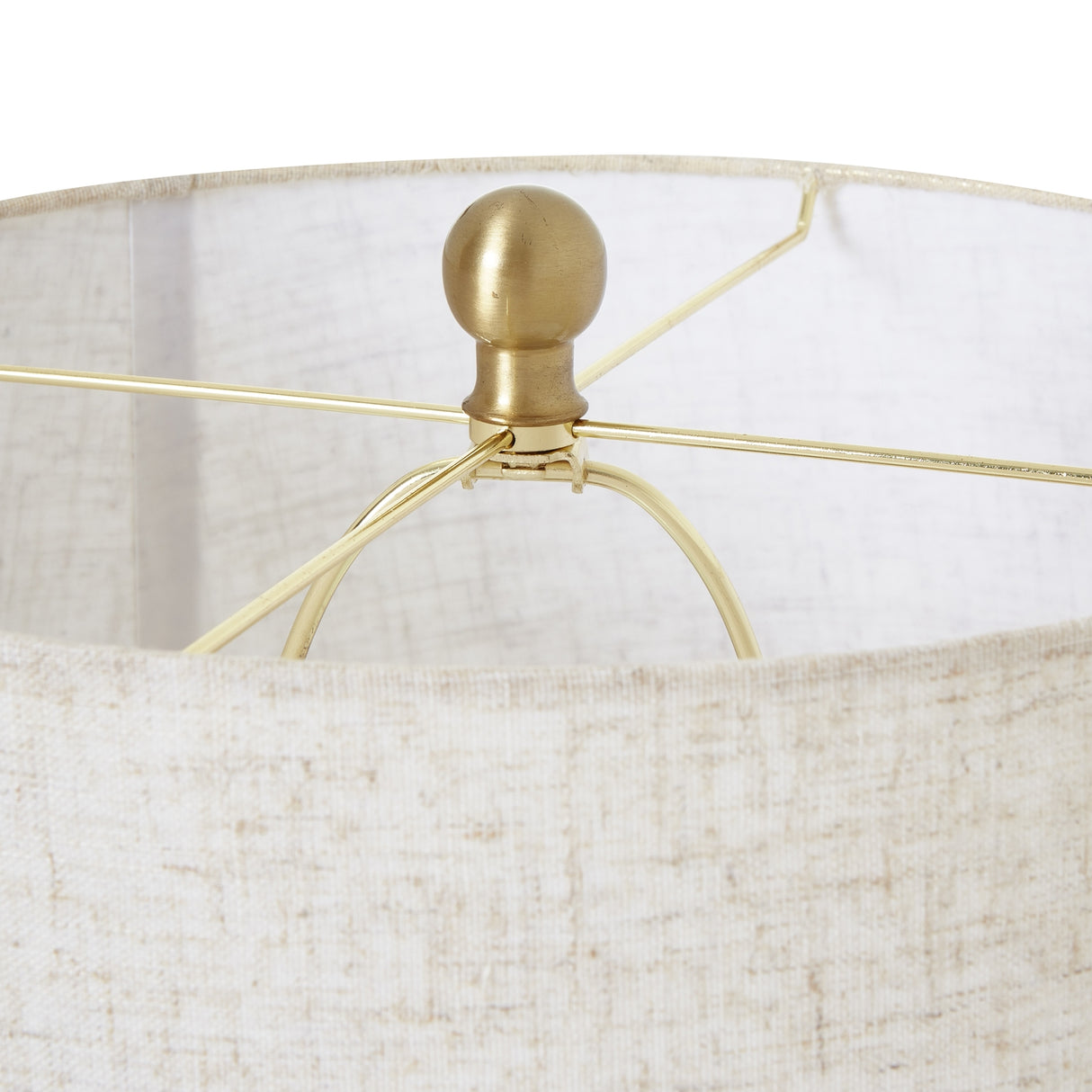 White Linen Shade Table Lamp With Bulbous Wooden Base - Wicker