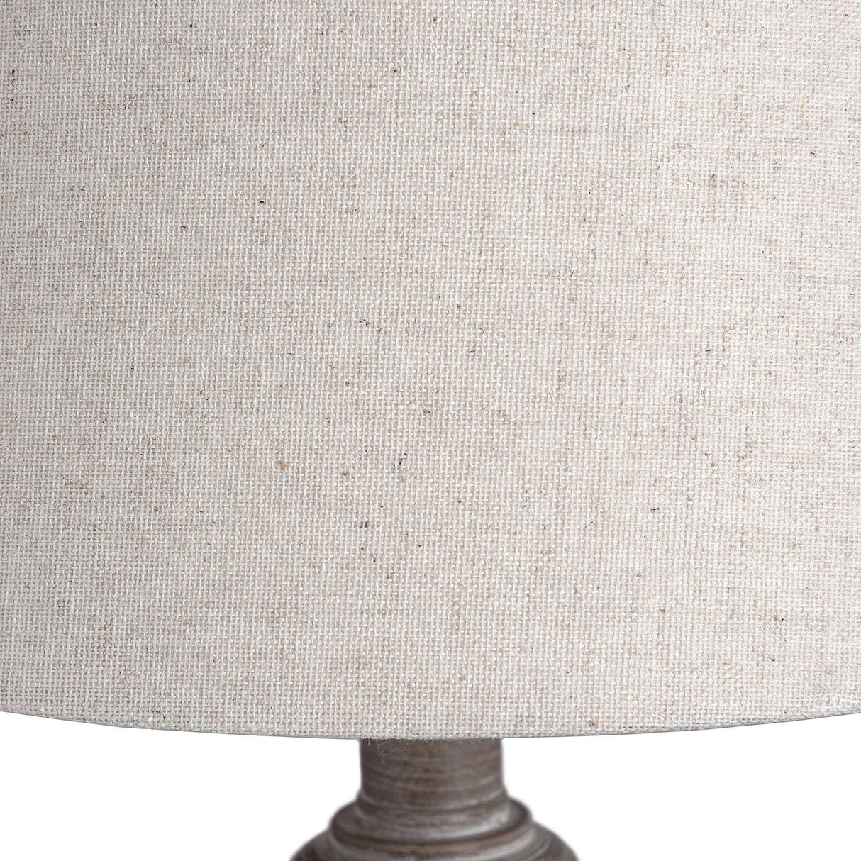 White Linen Shade Table Lamp With Neutral Washed Wooden Base - Teos