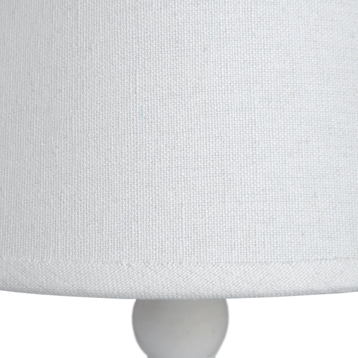 White Linen Shade Table Lamp With Slim White Wooden Base - Symi