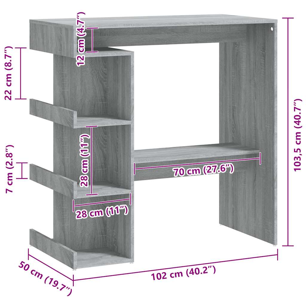 Wooden Bar Table With Storage Rack - Vantage Home
