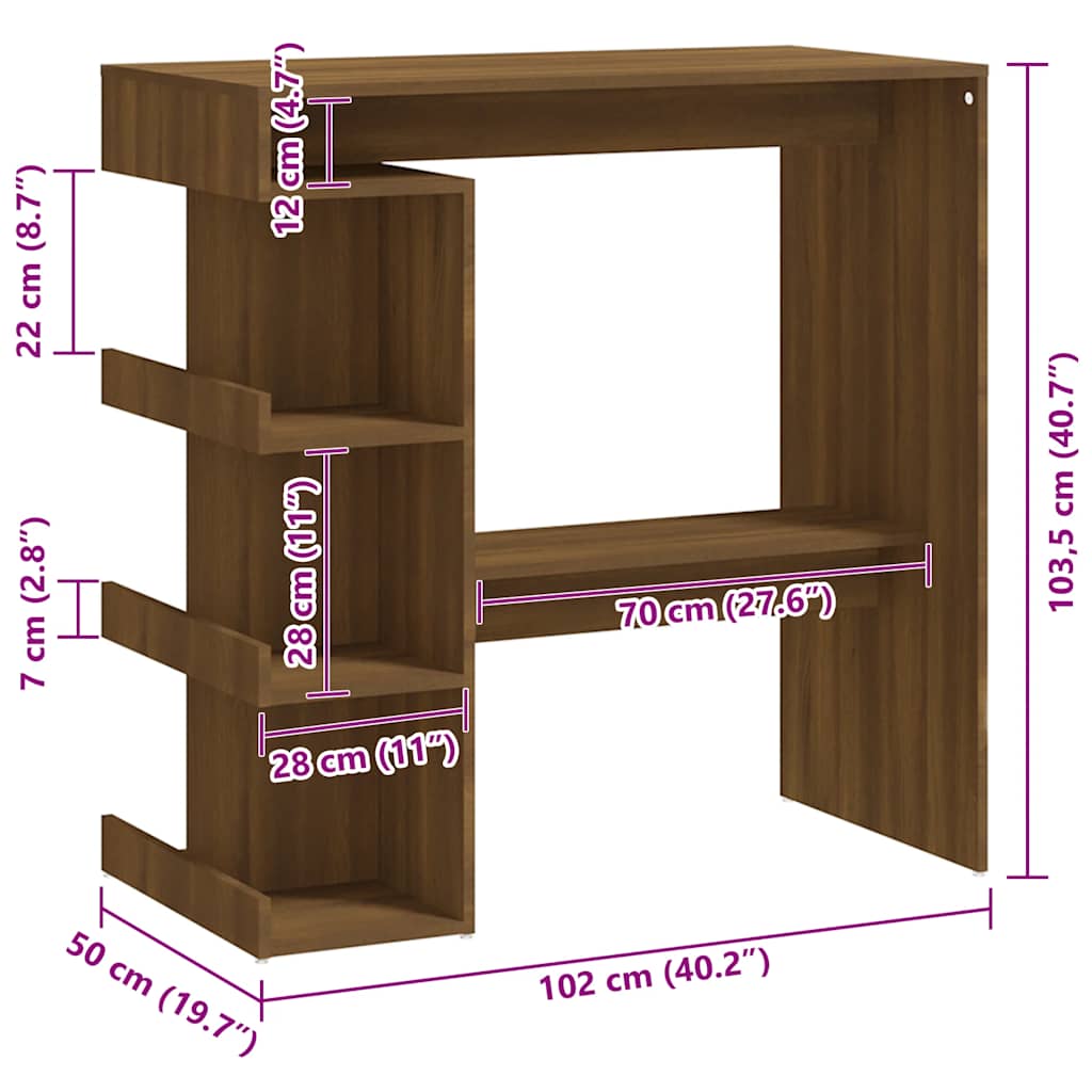 Wooden Bar Table With Storage Rack - Vantage Home