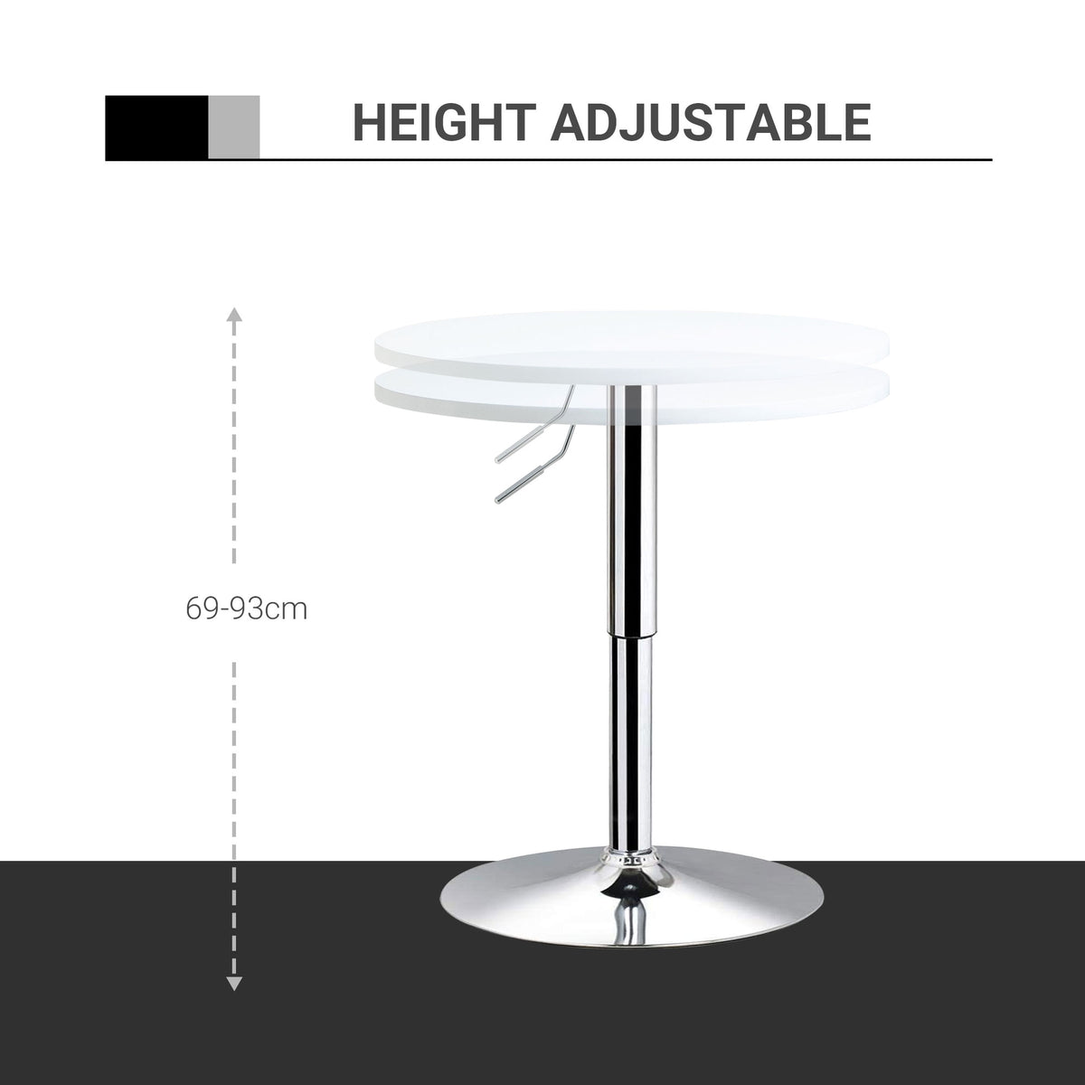 Wooden Adjustable Height Bar Table Round With Swivel Top - Velmora