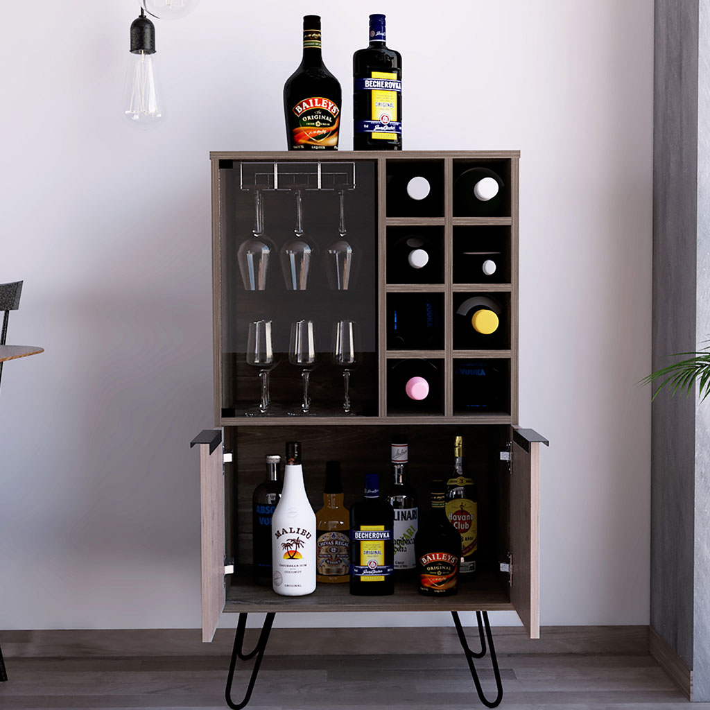 Wooden Bar Cabinet With 2 Doors - Nevada