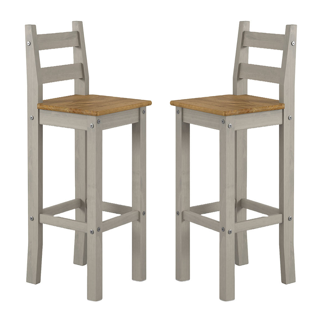 Wooden Bar Chairs in Set Of 2 - Corona