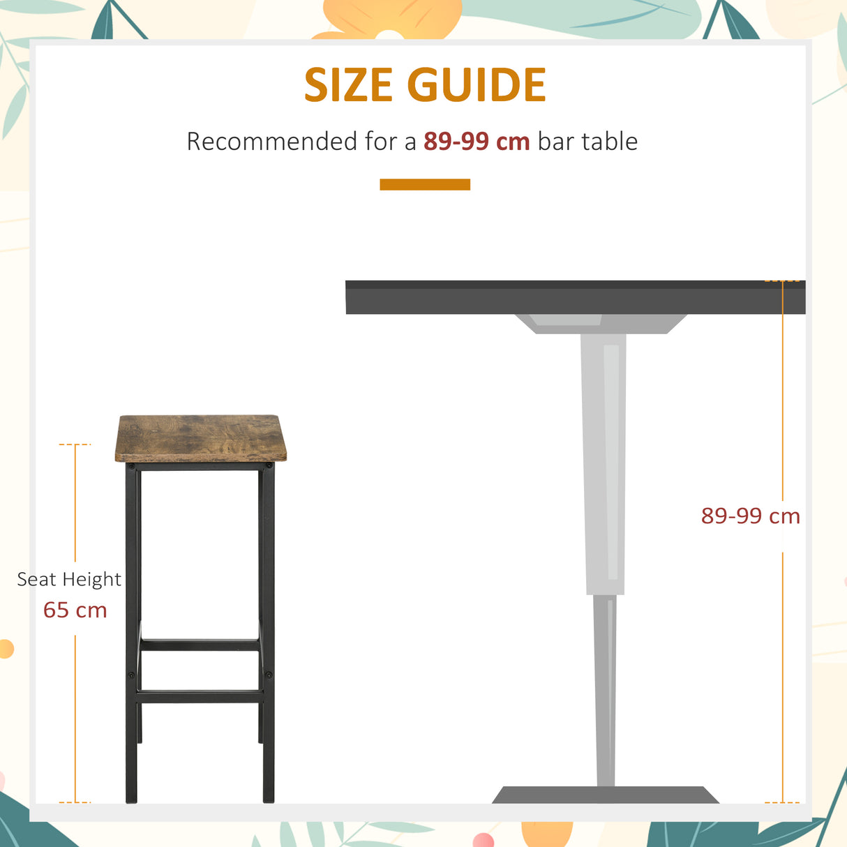 Wooden Bar Stool 40cm Wide With Metal Frame in Set Of 2 - Velmora