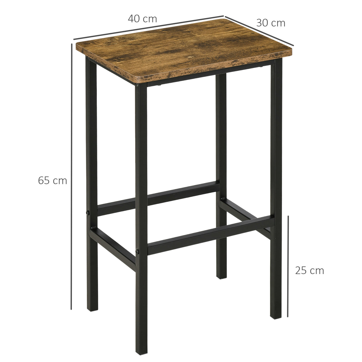 Wooden Bar Stool 40cm Wide With Metal Frame in Set Of 2 - Velmora