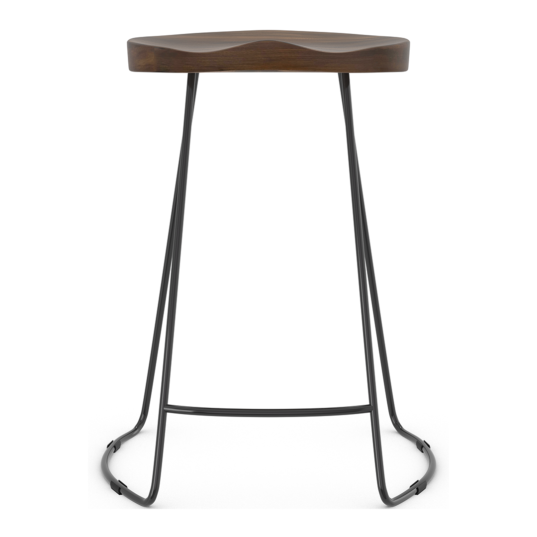 Wooden Bar Stool With Black Metal Frame - Carmsley