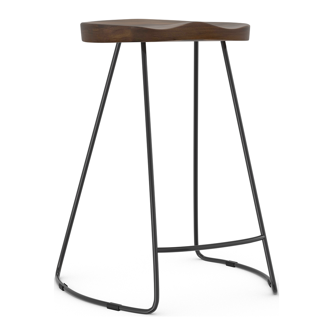 Wooden Bar Stool With Black Metal Frame - Carmsley
