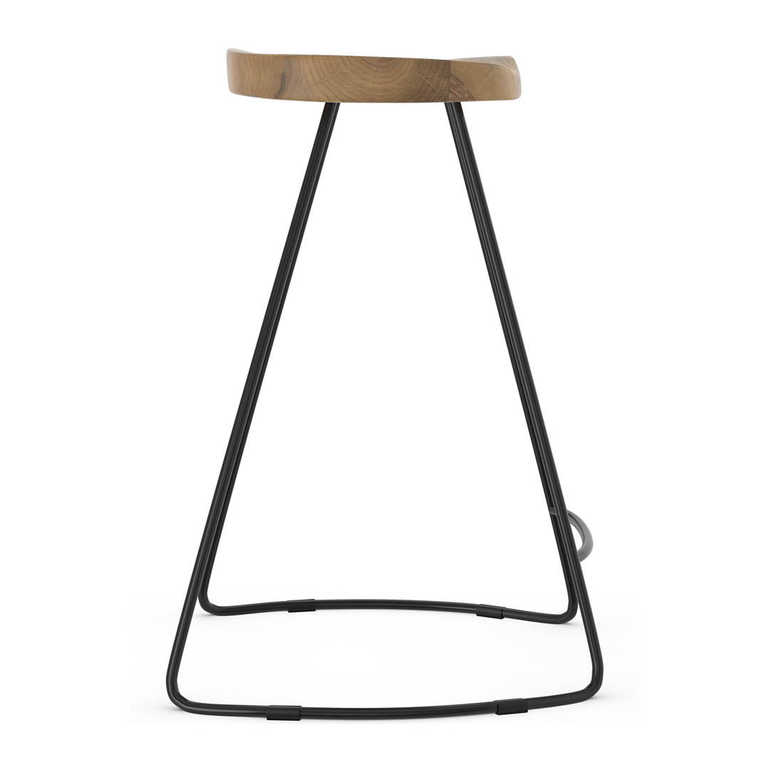 Wooden Bar Stool With Black Metal Frame - Carmsley
