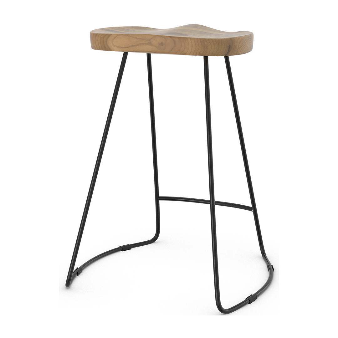Wooden Bar Stool With Black Metal Frame - Carmsley