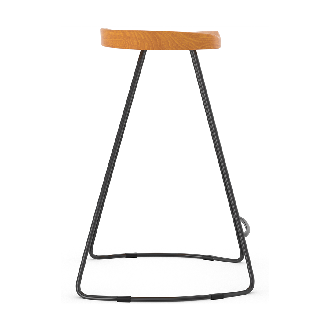 Wooden Bar Stool With Black Metal Frame - Carmsley