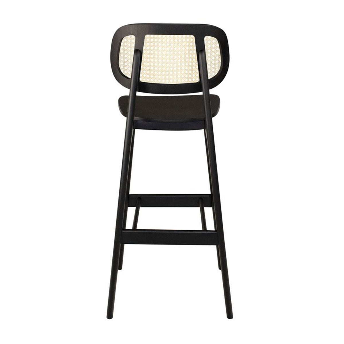 Wooden Bar Stool With Natural Cane Back - Relish
