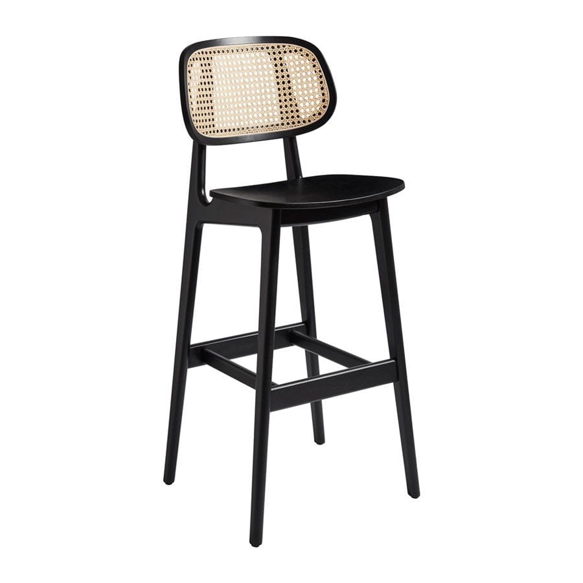 Wooden Bar Stool With Natural Cane Back - Relish