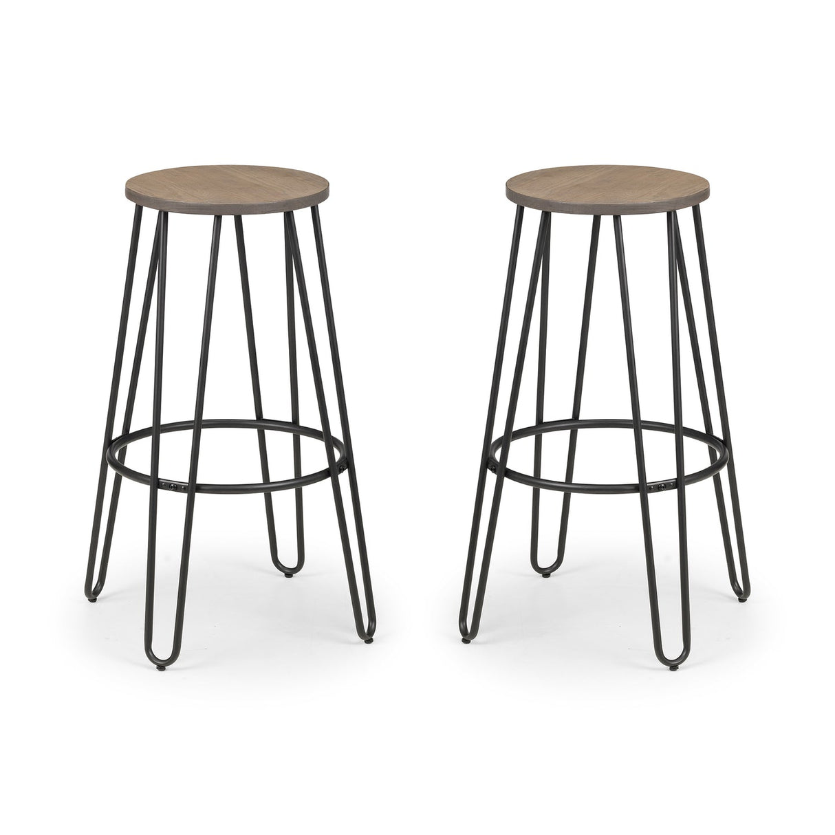 Wooden Bar Stools in Set Of 2 Round - Dalston