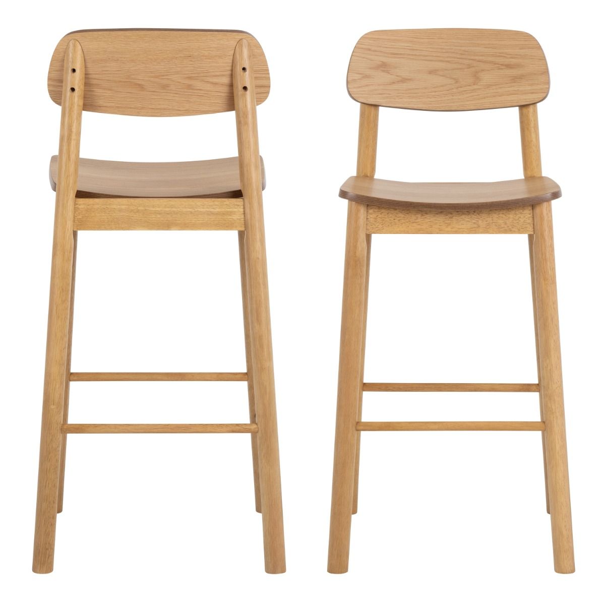 Wooden Bar Stools With Back In Set Of 2 - Barlow