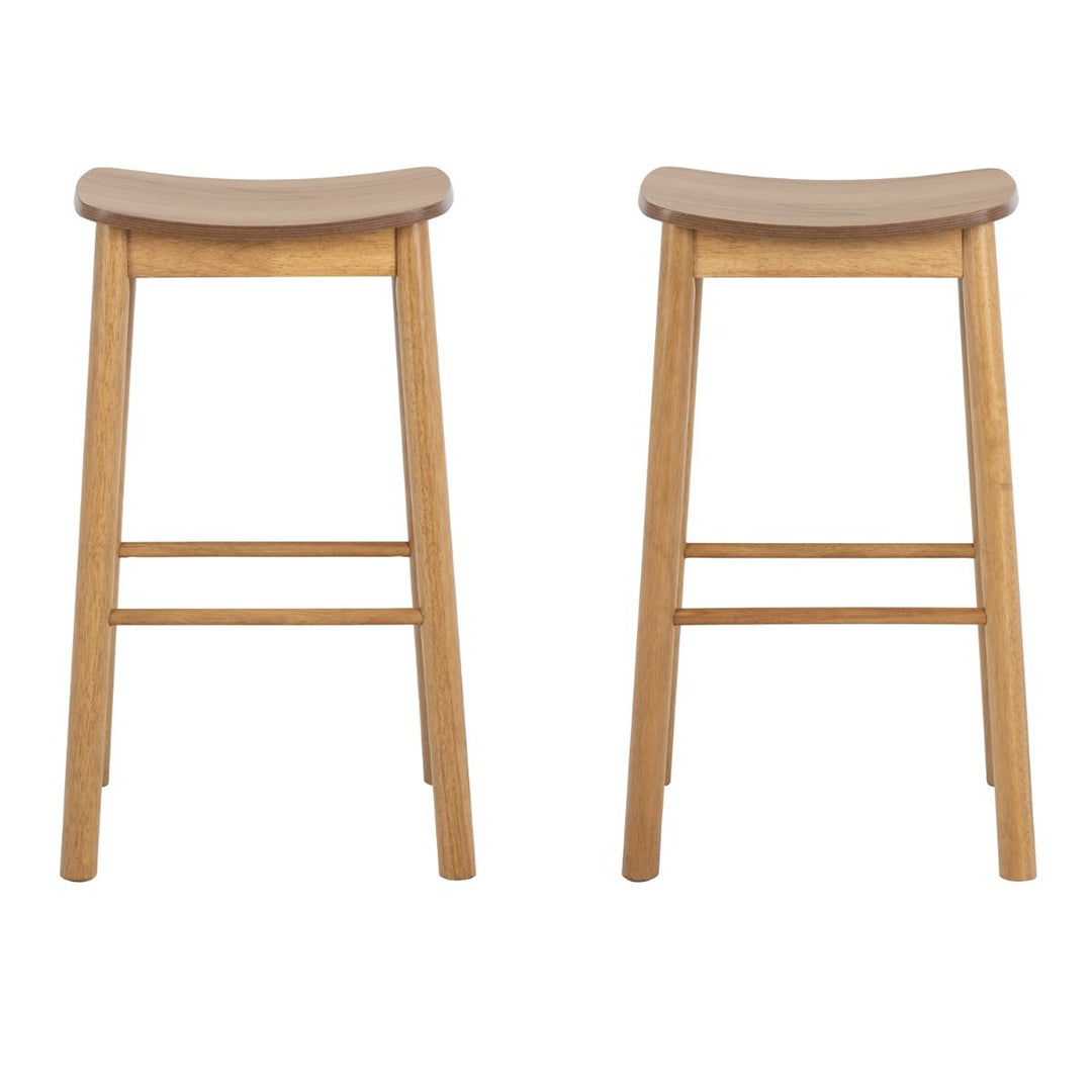 Wooden Bar Stools Without Back In Set Of 2 - Barlow