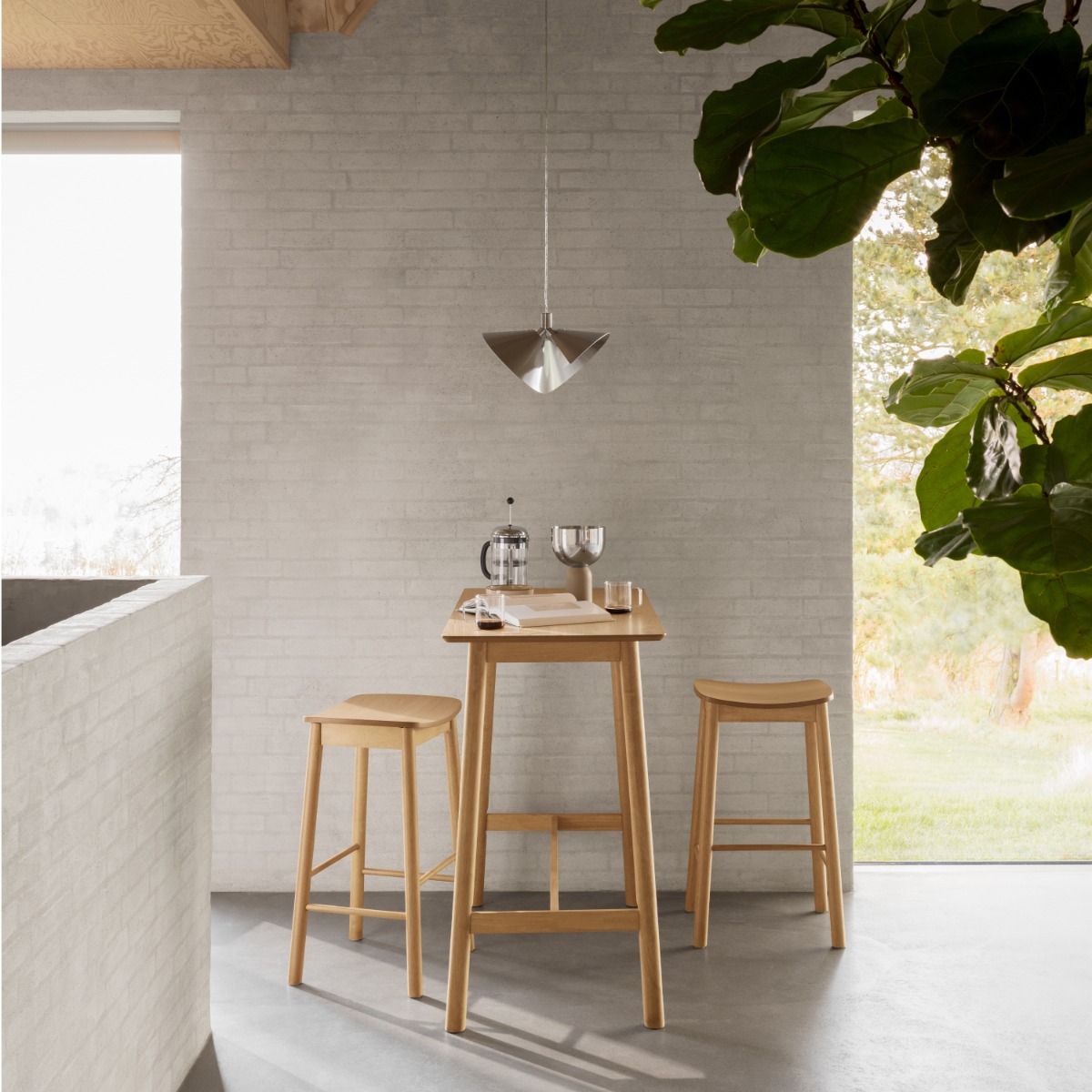 Wooden Bar Stools Without Back In Set Of 2 - Barlow