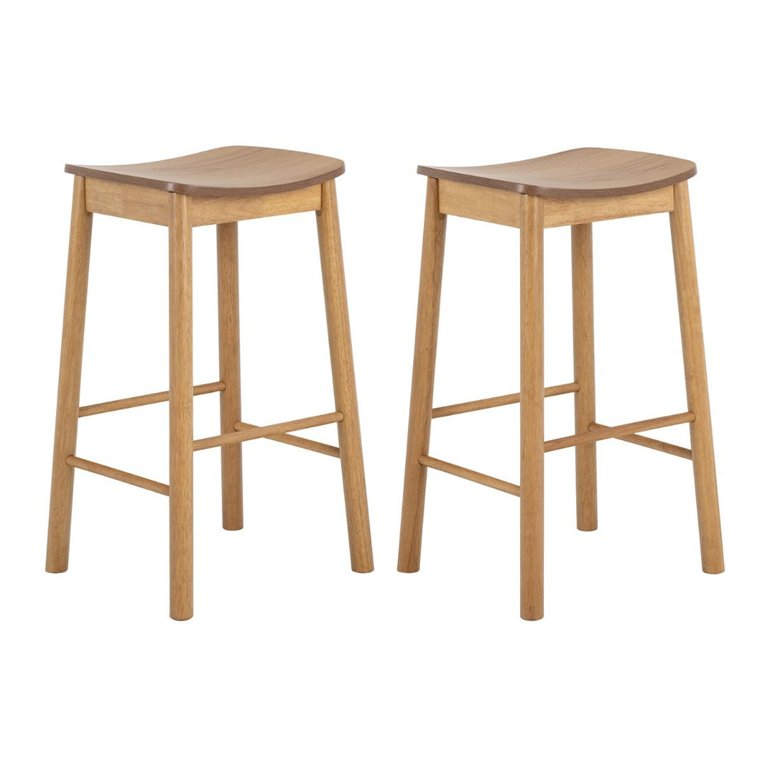 Wooden Bar Stools Without Back In Set Of 2 - Barlow