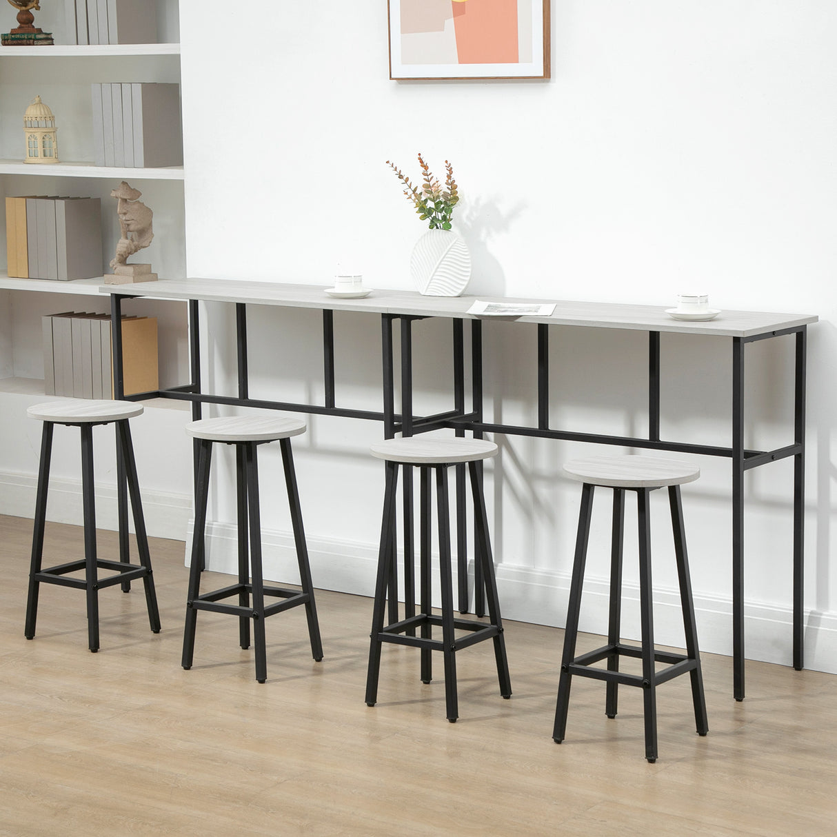 Wooden Bar Table 100cm Wide Rectangular With 2 Stools in Set Of 2 - Velmora