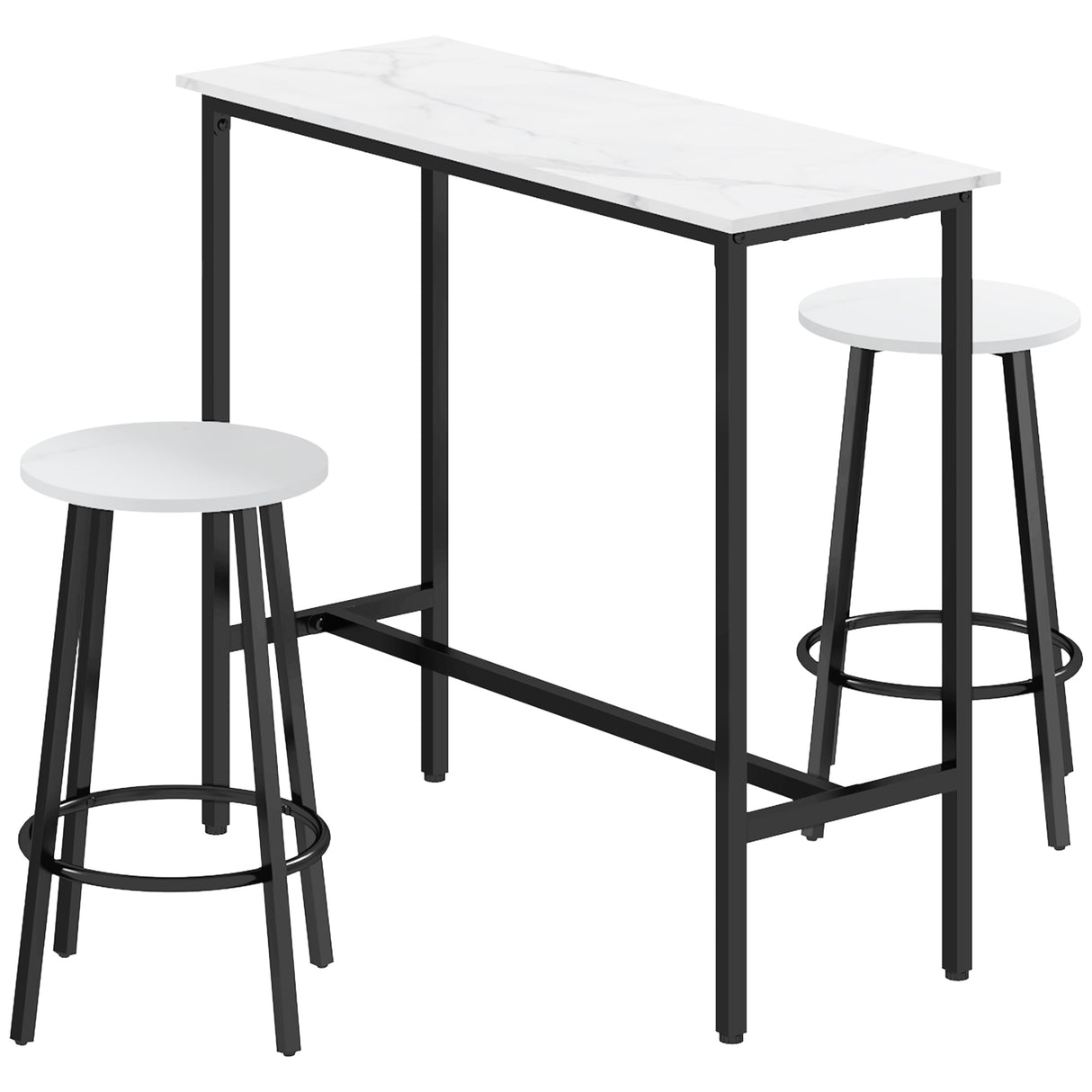 Wooden Bar Table 100cm Wide Rectangular With 2 Stools - Velmora