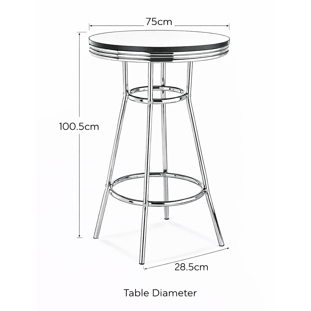 Wooden Bar Table Diner Poseur Retro Round - Ambley