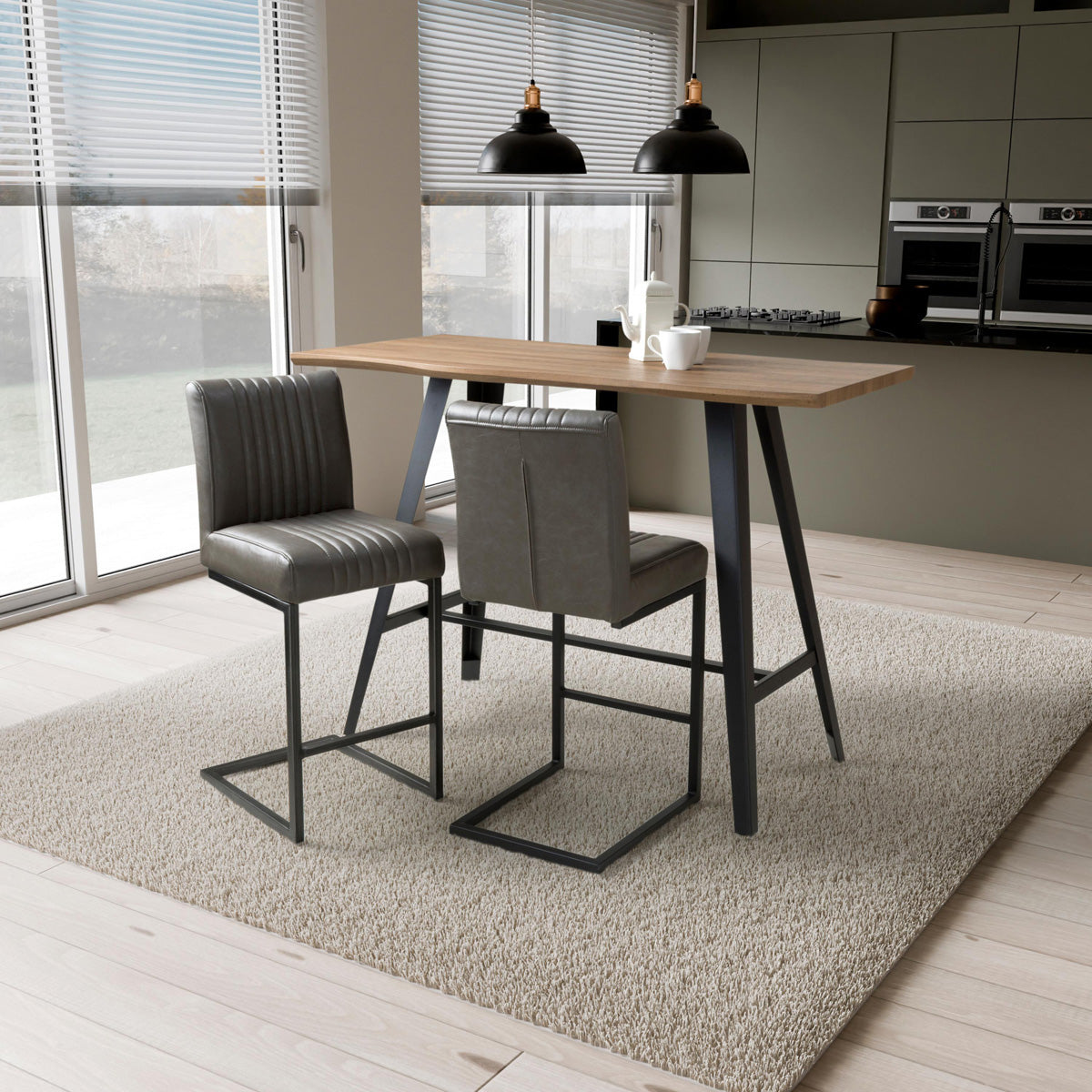 Wooden Bar Table for 2 to 4 People Rectangular And Curved - Nassau