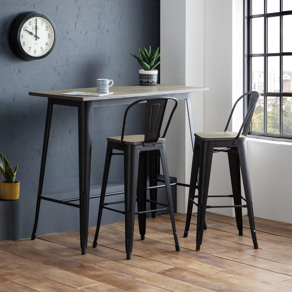 Wooden Bar Table for 4 People Rectangular - Grafton